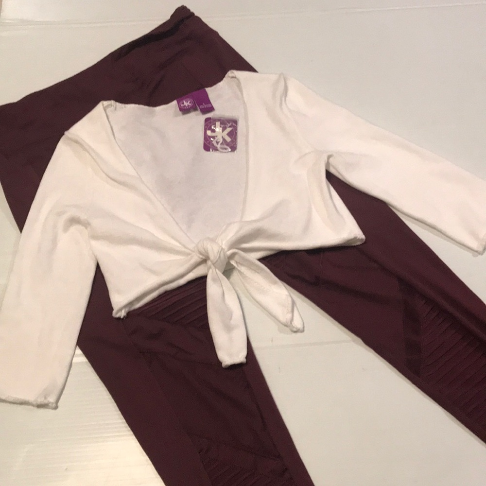 NWT Girls J.Khaki white cropped Cardigan